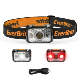 EverBrite Headlamp Rechargeable with Red Light LED Head Lamp with 4 Modes Outdoor Hands-Free Headlight for Camping Hiking